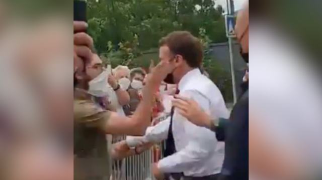 French President Macron Gets Slapped In Face During Crowd Stop