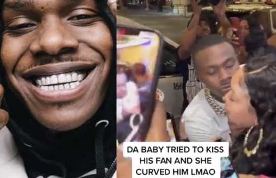 DaBaby Gets Curved By A Fan After He Tried Kissing Her Twice